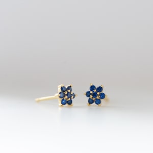 Sapphire Studs, Sapphire Earrings, Stud Earrings, Birthstone Earrings, Blue Earrings, Baguette Earrings, Tiny Studs, September Birthstone image 5