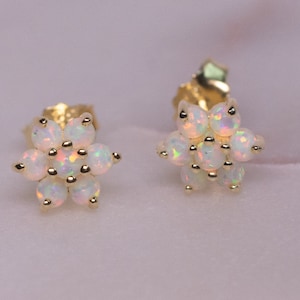 Opal Stud Earrings Small Studs Dainty Studs Minimalist Earrings Opal Studs White Opal Earrings Gift for Her October Birthstone