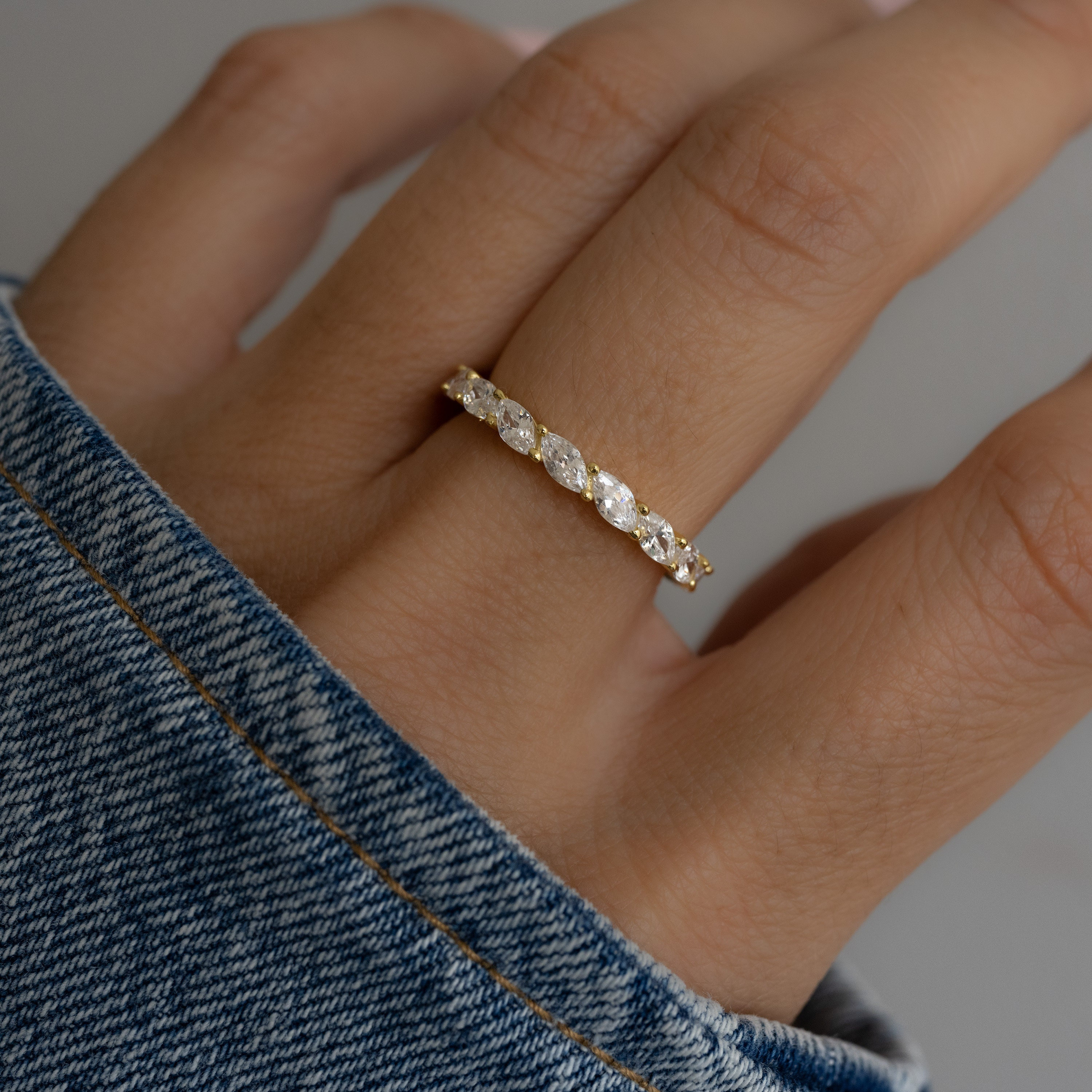 Marquise Eternity Ring, Wedding Band, Marquise Vintage Ring, Anniversary Ring, Diamond Ring, Eternity Band, Minimalist Ring, Gift For Her