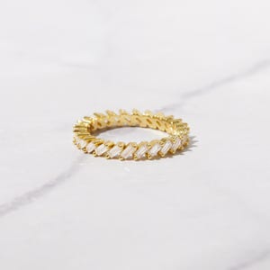 Baguette Eternity Band, Baguette Ring, Eternity Ring, Gold Minimalist Ring, Simple Diamond Ring, Silver Ring,  Gift for Her,