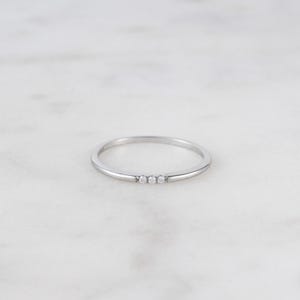 Dainty Ring, Gold Minimalist Ring, Stacking Ring, Simple Diamond Ring, Cubic Zirconia Sterling Silver Ring, Thin Ring, Gift for Her image 6
