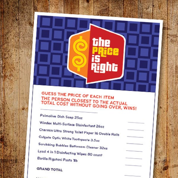 Price Is Right Printable Game