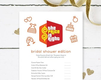 Price Is Right Bridal Shower Game, Bridal Shower Printable, Bridal Shower Game