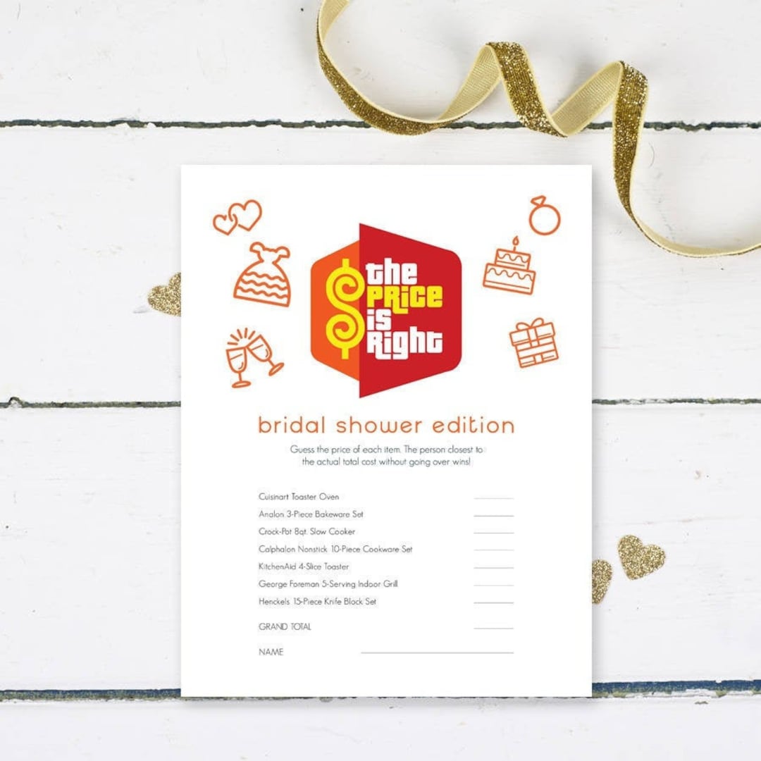 Price is Right Bridal Shower Game, Bridal Shower Printable, Bridal ...