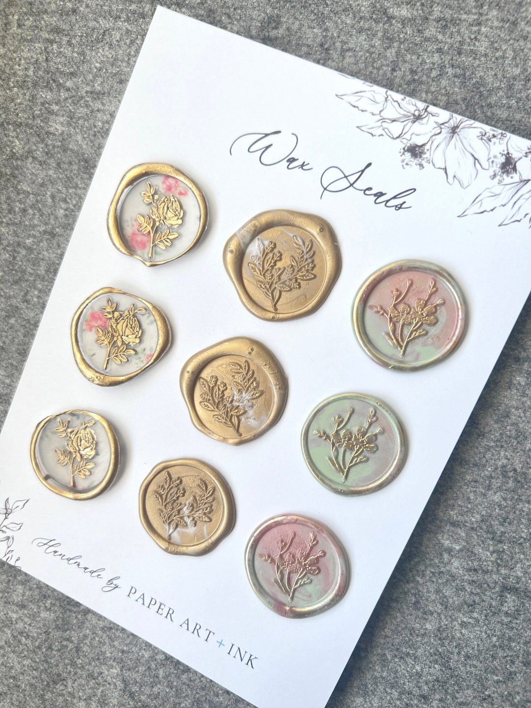 Wax Seals Premium Gold Foiled Wax Seal Set Gold Flake Wax Etsy