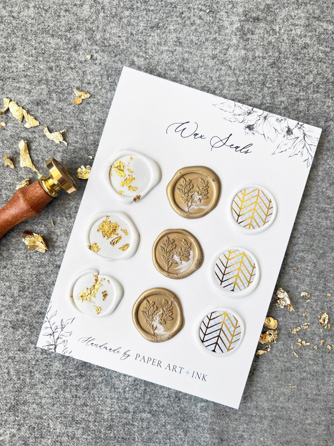 Premium Gold Foiled Wax Seal Set Gold Flake Wax Seals Foil Wax Etsy