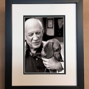 Pablo Picasso Black and White Photo Professionally Framed, Matted 8x10.