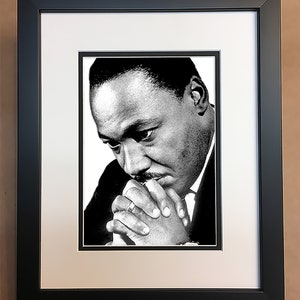 Dr Martin Luther King Jr Black and White Photo Professionally Framed, Matted 8x10.