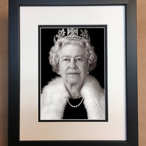 Queen Elizabeth Black and White Photo Professionally Framed, Matted ...