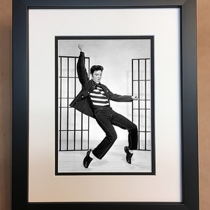 Elvis Presley Jail House Rock Black and White Photo Professionally Framed, Matted 8x10.