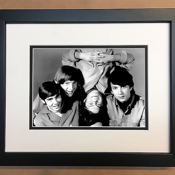 Monkees Black and White Photo Professionally Framed, Matted 10x8.