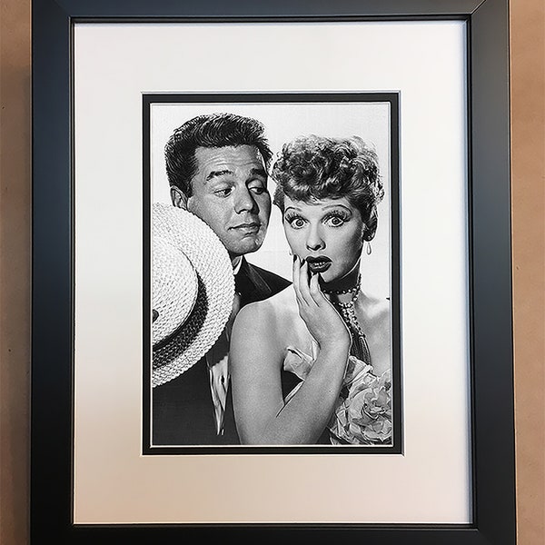 Lucille Ball and Desi Arnaz Black and White Photo Professionally Framed, Matted 8x10.