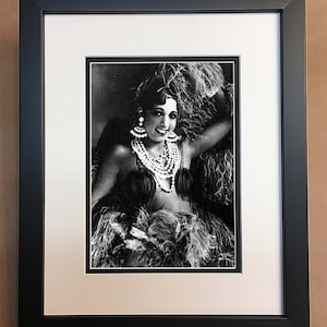 Josephine Baker Black and White Photo Professionally Framed, Matted 8x10.