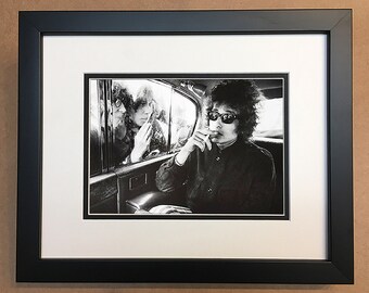 Bob Dylan Black and White Photo Professionally Framed, Matted 10x8.