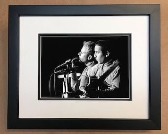 Simon and Garfunkel Black and White Photo Professionally Framed, Matted 10x8.