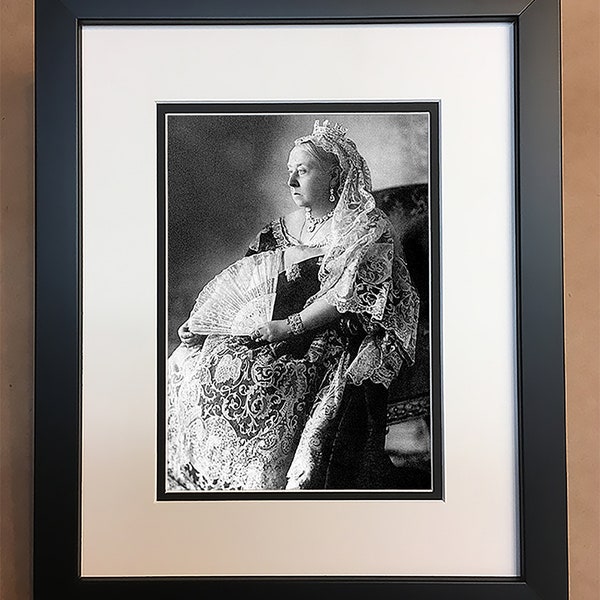 Queen Victoria Black and White Photo Professionally Framed, Matted 8x10.