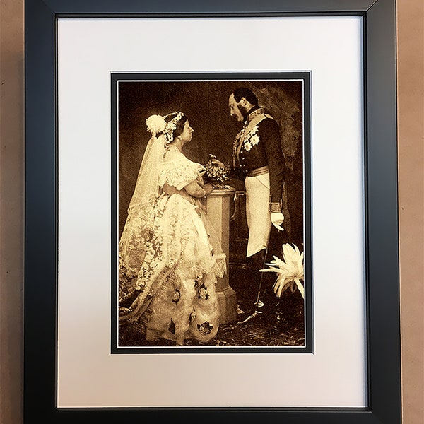 Queen Victoria and Prince Albert Sepia Photo Professionally Framed, Matted 8x10.