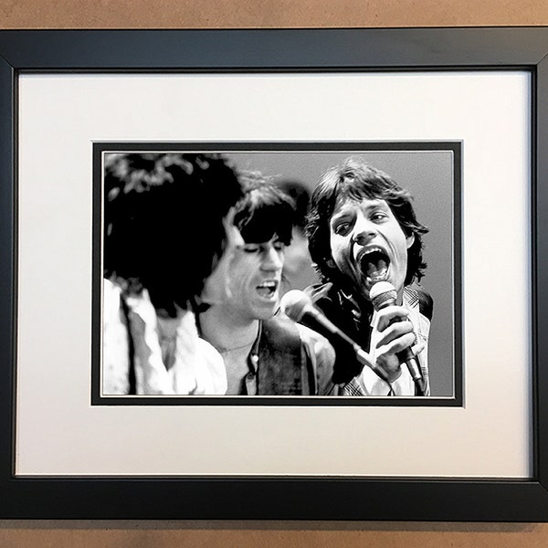Rolling Stones Black and White Photo Professionally Framed, Matted 10x8.