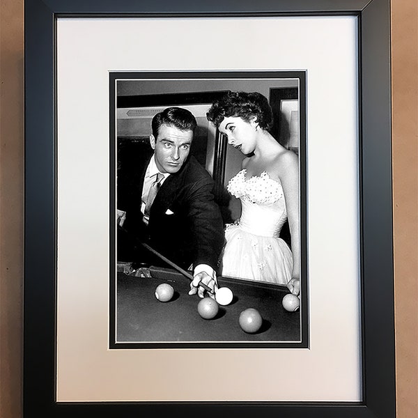Elizabeth Taylor & Montgomery Clift Black and White Photo Professionally Framed, Matted 8x10.