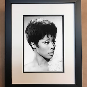 Diahann Carroll Black and White Photo Professionally Framed, Matted 8x10.