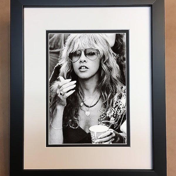 Stevie Nicks Black and White Photo Professionally Framed, Matted 8x10.