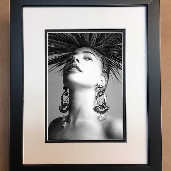 Lady Gaga Black and White Photo Professionally Framed, Matted 8x10.