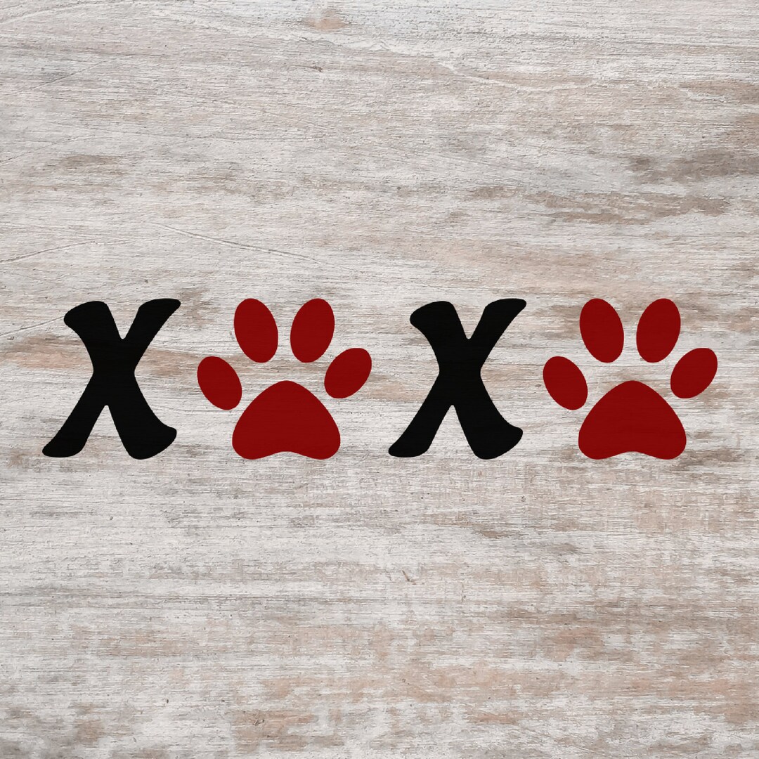 SVG XOXO With Paw Prints, Hugs and Kisses SVG, Dog Cat Svg, Valentine's ...
