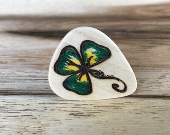 Wooden Guitar Pick. Laser Engraved Pick. Shamrock Pick. Celtic. Irish. Plectrum. Musicians Gift. Guitar Accessories.