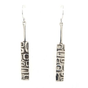 Sterling Silver Mid Century Modern Inspired Modernist Vintage Tiki Style Dangle Drop Bar Earrings image 4