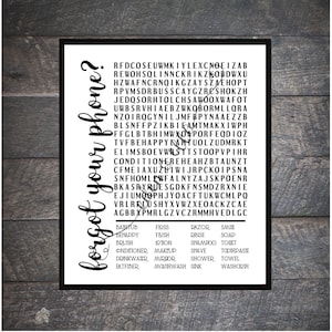 FARMHOUSE BATHROOM Design | Forgot Your Phone Wordseach | Instant Digital Download | SVG | 6 File Types | Funny Bathroom Printable