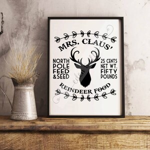 FARMHOUSE STYLE &#39;Mrs. Claus Reindeer Food&#39; | Instant Digital Download | SVG | 6 File Types | Small Business Commercial License