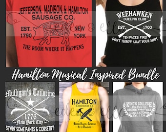HAMILTON INSPIRED Digital Design Bundle | Instant Downloads | SVG | 6 File Types | Small Business License | 5 Hamilton Inspired Designs