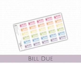 Bill Due Stickers perfect for your Erin Condren Planner, Journal, or Scrapbook