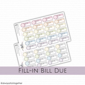 BILL DUE Stickers perfect for your Erin Condren Planner, Journal, or Scrapbook