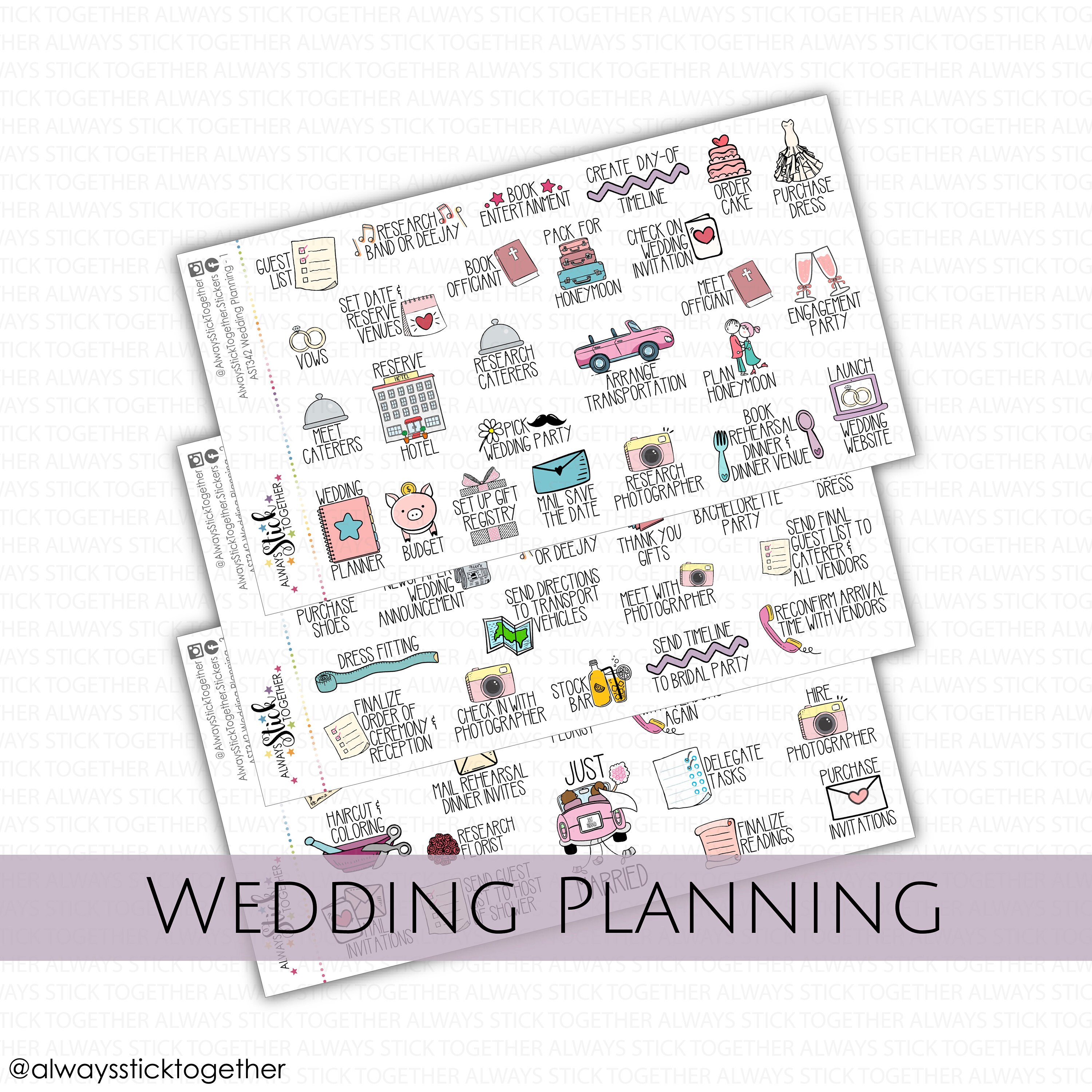 5 Sheets Wedding Stickers 266 Sparkling Planning Stickers Blessing  Invitation Wedding Plan Sticker Pack, Save More With Clearance Deals