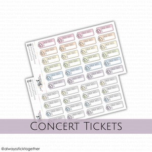 CONCERT TICKETS Stickers perfect for your Planner, Journal, or Scrapbook