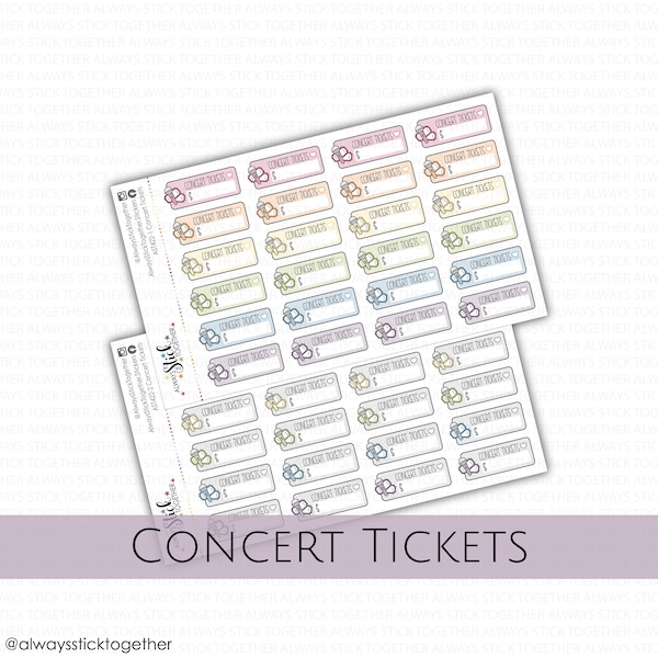 CONCERT TICKETS Stickers perfect for your Planner, Journal, or Scrapbook