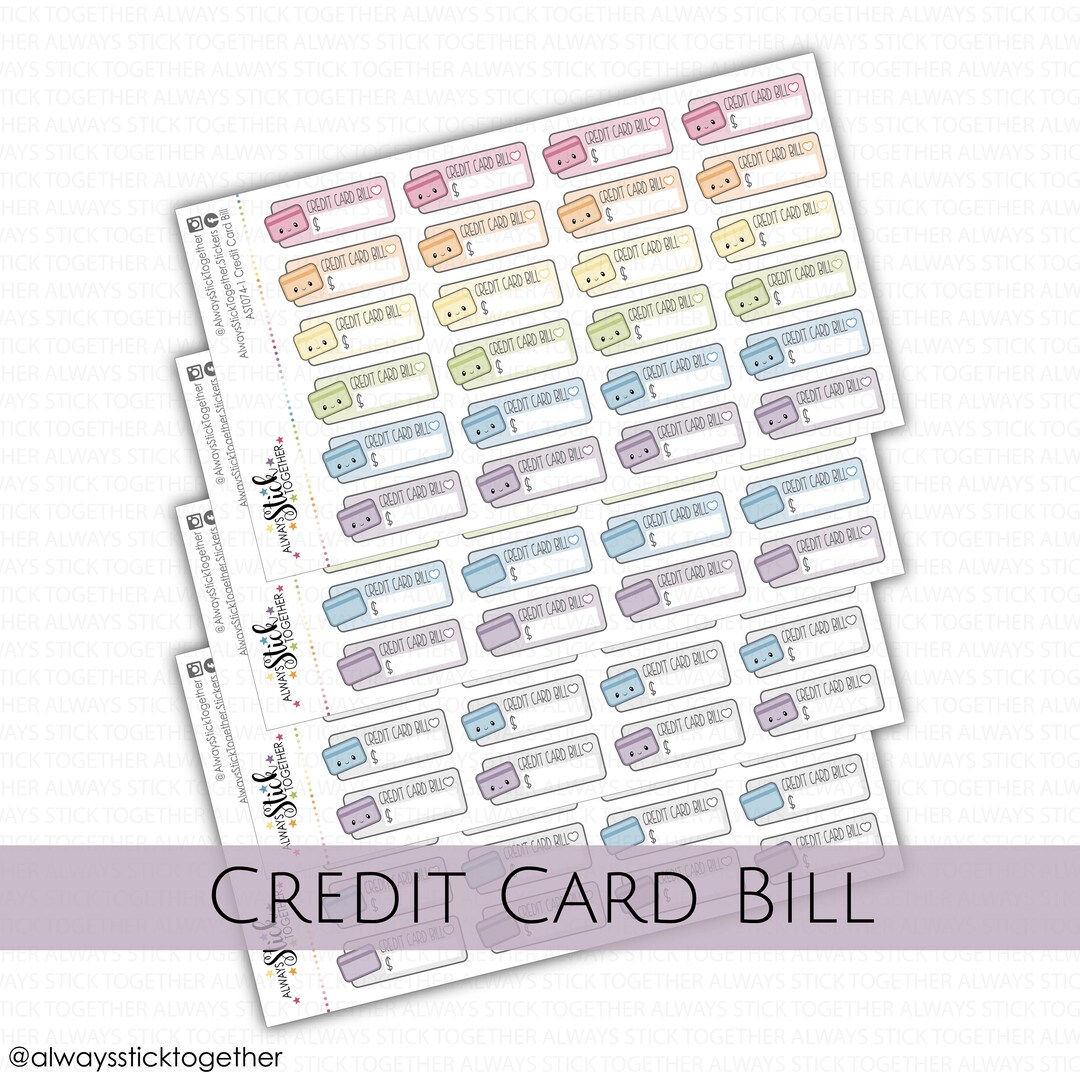 CREDIT CARD BILL Stickers Perfect for Your Planner, Journal, or ...