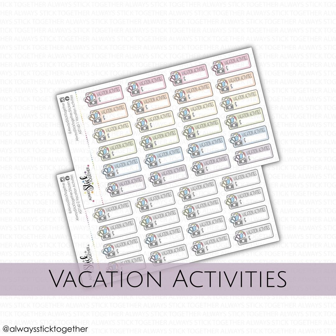 VACATION ACTIVITIES Stickers Perfect for Your Planner, Journal, or ...
