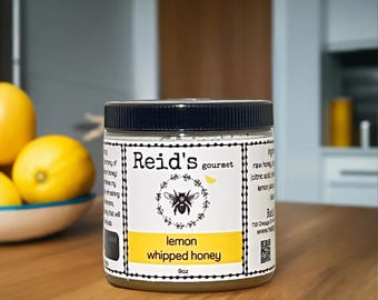 Lemon Whipped Honey, Sweet Honey Spread, Flavored Honey, Zesty Lemon Infused, Gourmet Honey Gift, Natural Sweetener