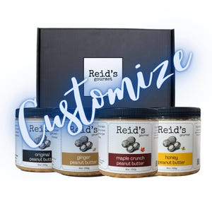 Benutzerdefinierte Erdnussbutter-Geschenkbox Vier Glas Erdnussbutter Sampler Kleine Charge Artisan Variety Pack Gourmet Essen Geschenk für Ihn Erdnussbutter