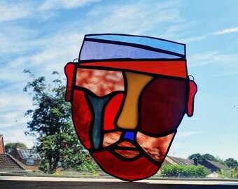 Blind Justice in War Stained Glass Sun Catcher and Wall Hanging - Social Justice Art