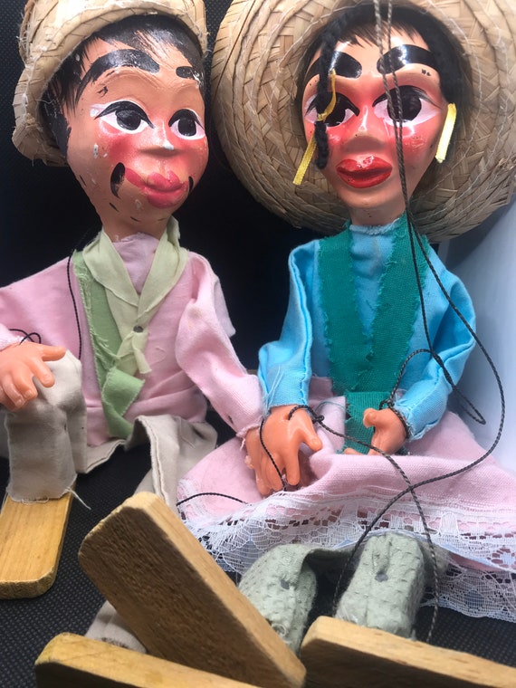 Vintage Pair of Folkart Marionettes