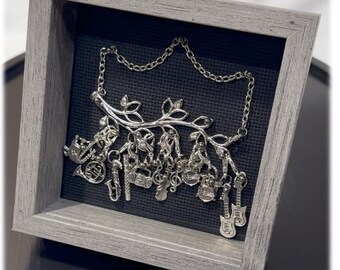 Handmade Musical Shadow Box – Silver Symphony Music Decor – Unique Gift for Music Lover – Desk or Wall Display – BellaRosaMariaBoutique™