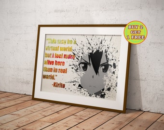 SWORD ART ONLINE POSTER Kirigaya Kazuto Yuuki Asuna Photo Print Poster A3 A4