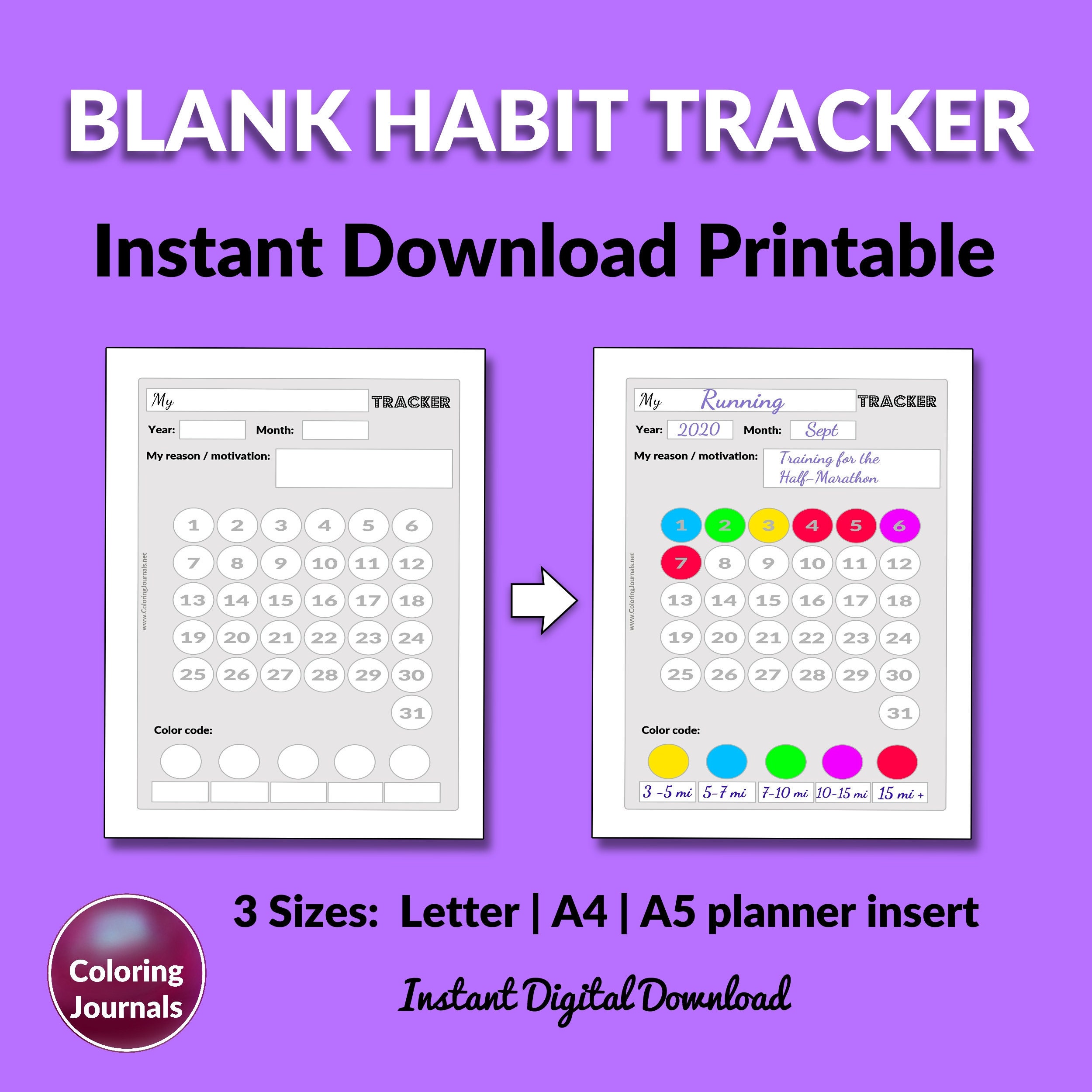 Paper & Party Supplies PDF download A4 A5 US Letter Printable Habit ...