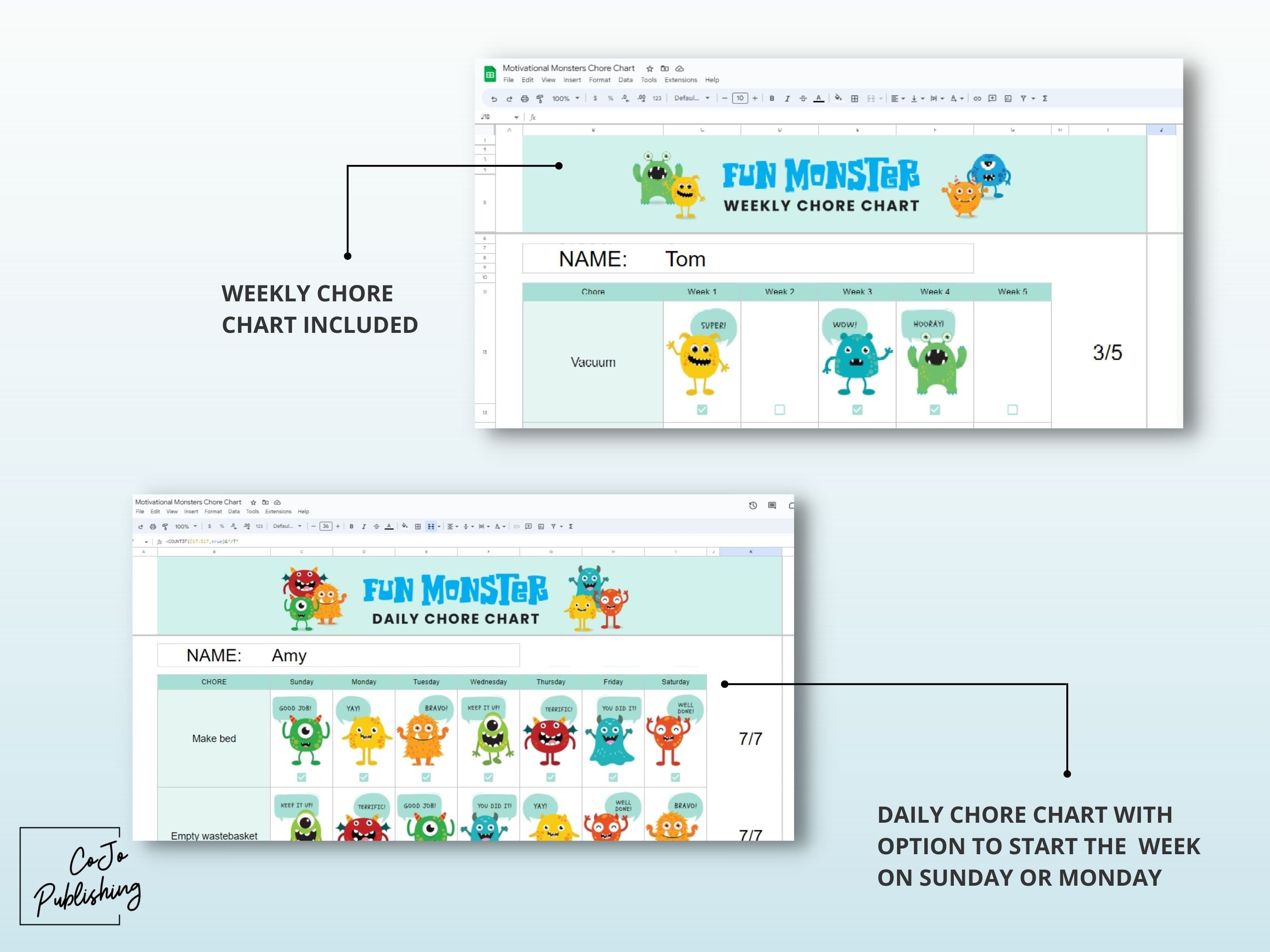 Interactive Chore Chart With Rewards, Cute Daily and Weekly Chore Chart ...