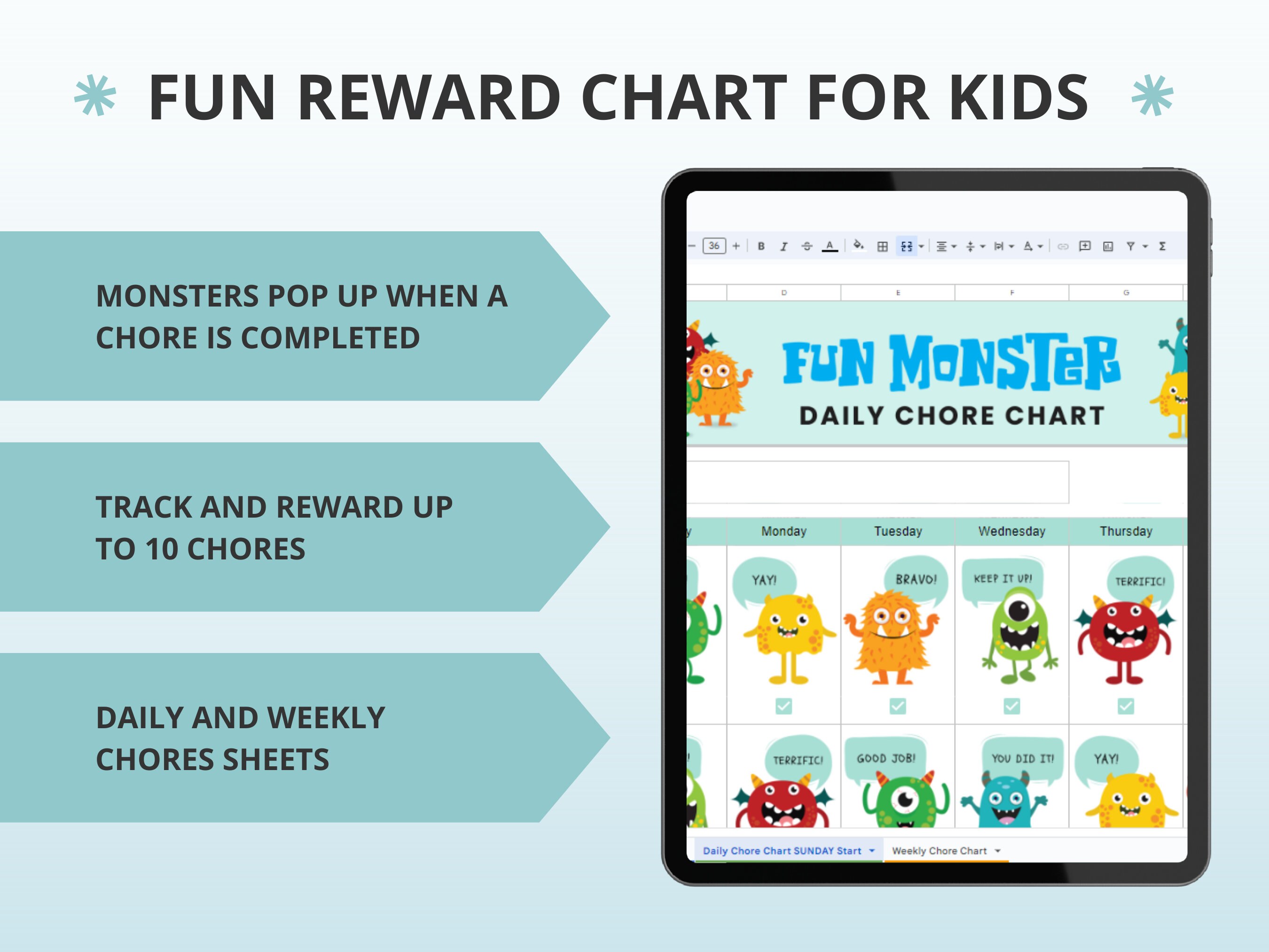 Interactive Chore Chart With Rewards, Cute Daily and Weekly Chore Chart ...