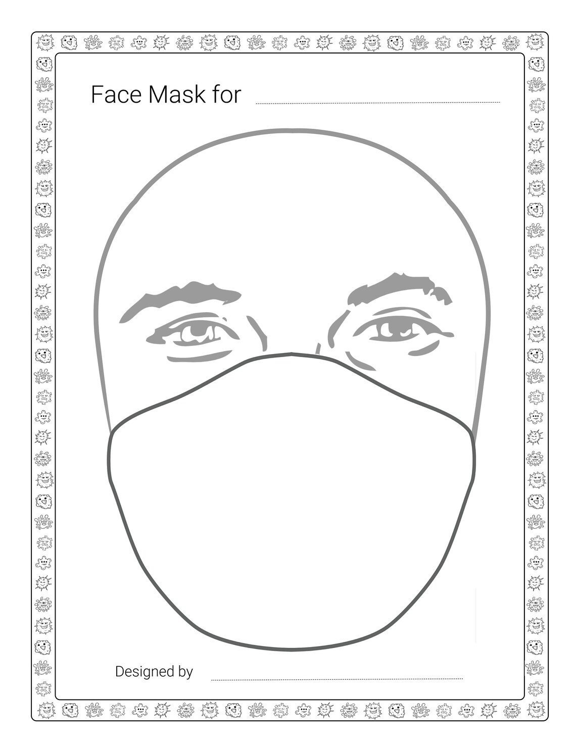 DIY Face Mask Drawing Worksheet, Quarantine Activity for Kids