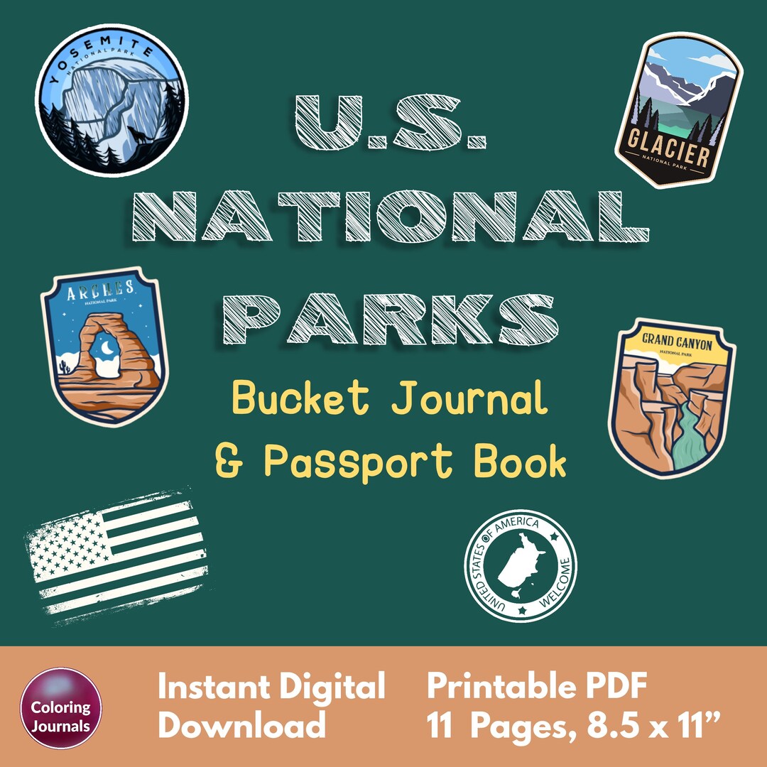 Printable US National Parks Bucket Journal & Passport Book Etsy